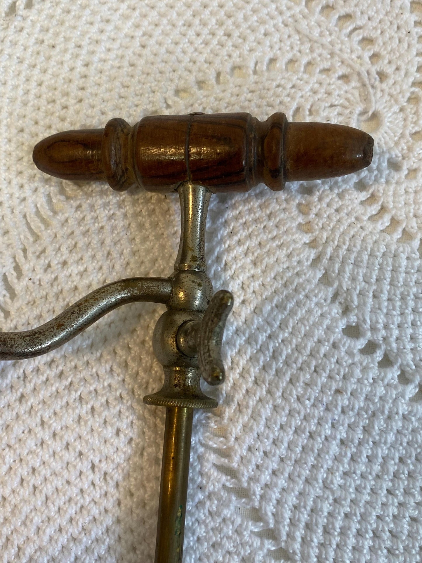 Rubinetto sifone per champagne vintage 1900 placcato argento testa di drago con manico in legno 35 cm