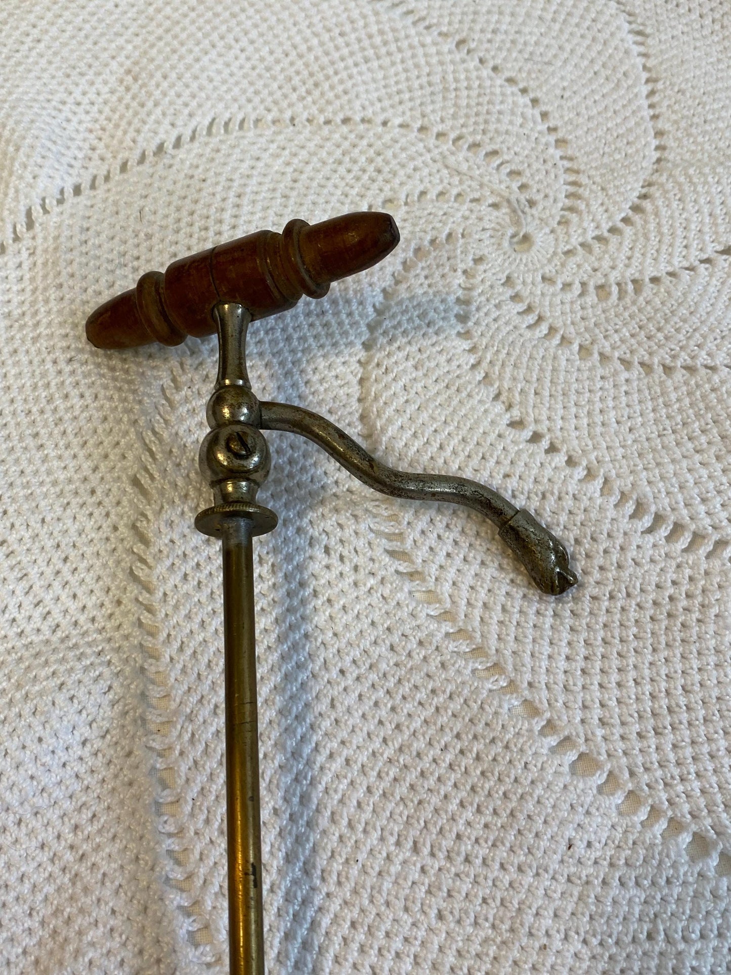 Rubinetto sifone per champagne vintage 1900 placcato argento testa di drago con manico in legno 35 cm