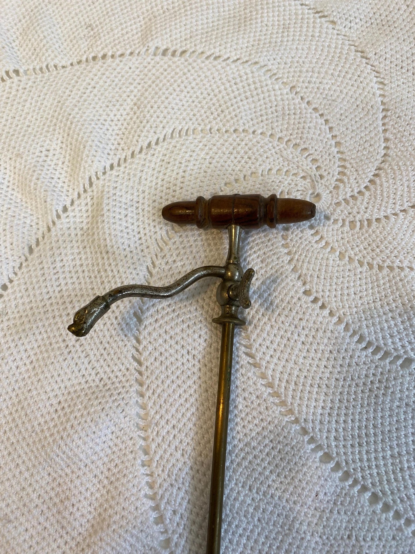 Rubinetto sifone per champagne vintage 1900 placcato argento testa di drago con manico in legno 35 cm