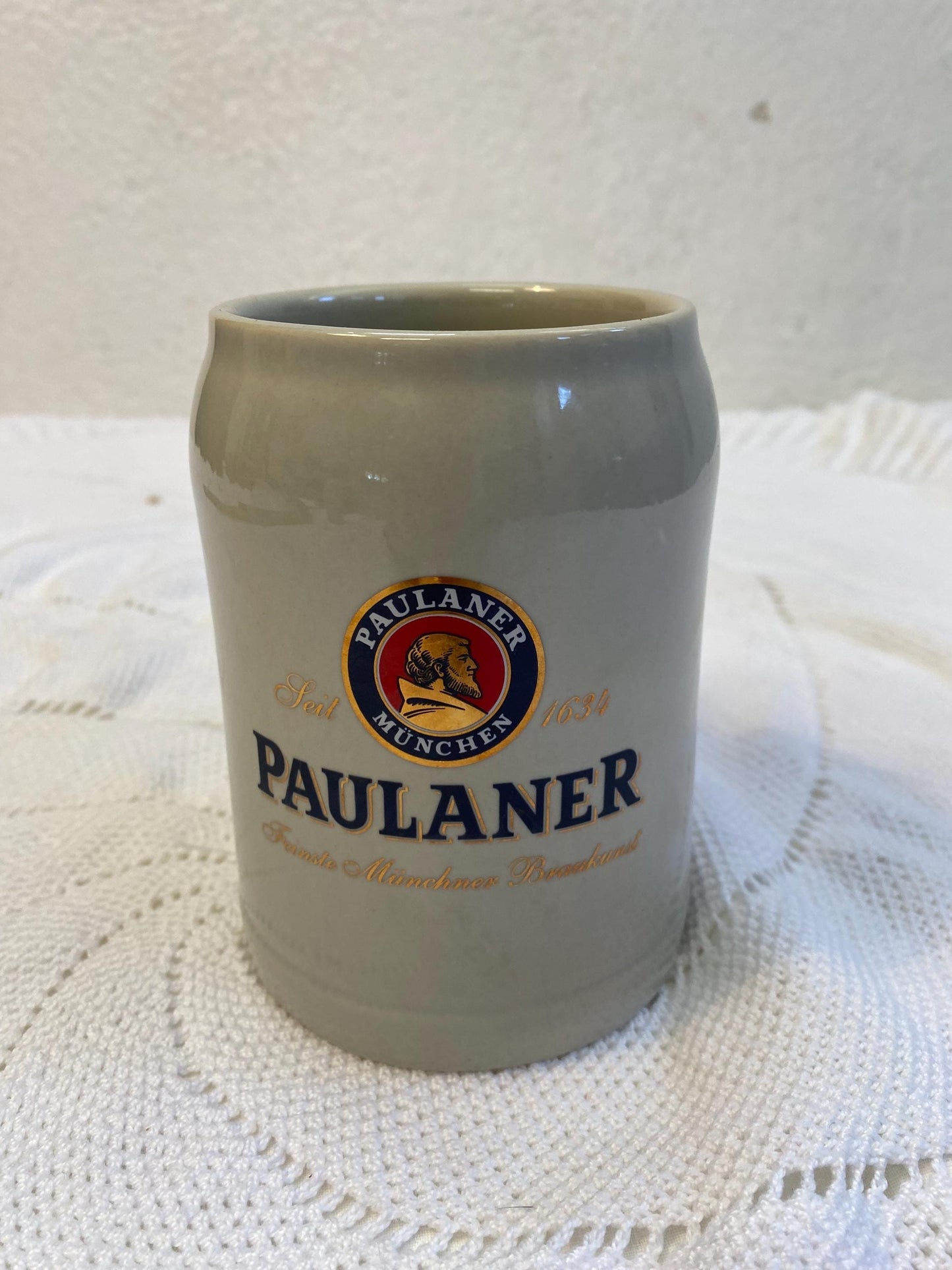 Boccale da birra Paulaner vintage in ceramica da 0,5 l - birrificio tedesco di Monaco Regalo rustico da collezione Oktoberfest