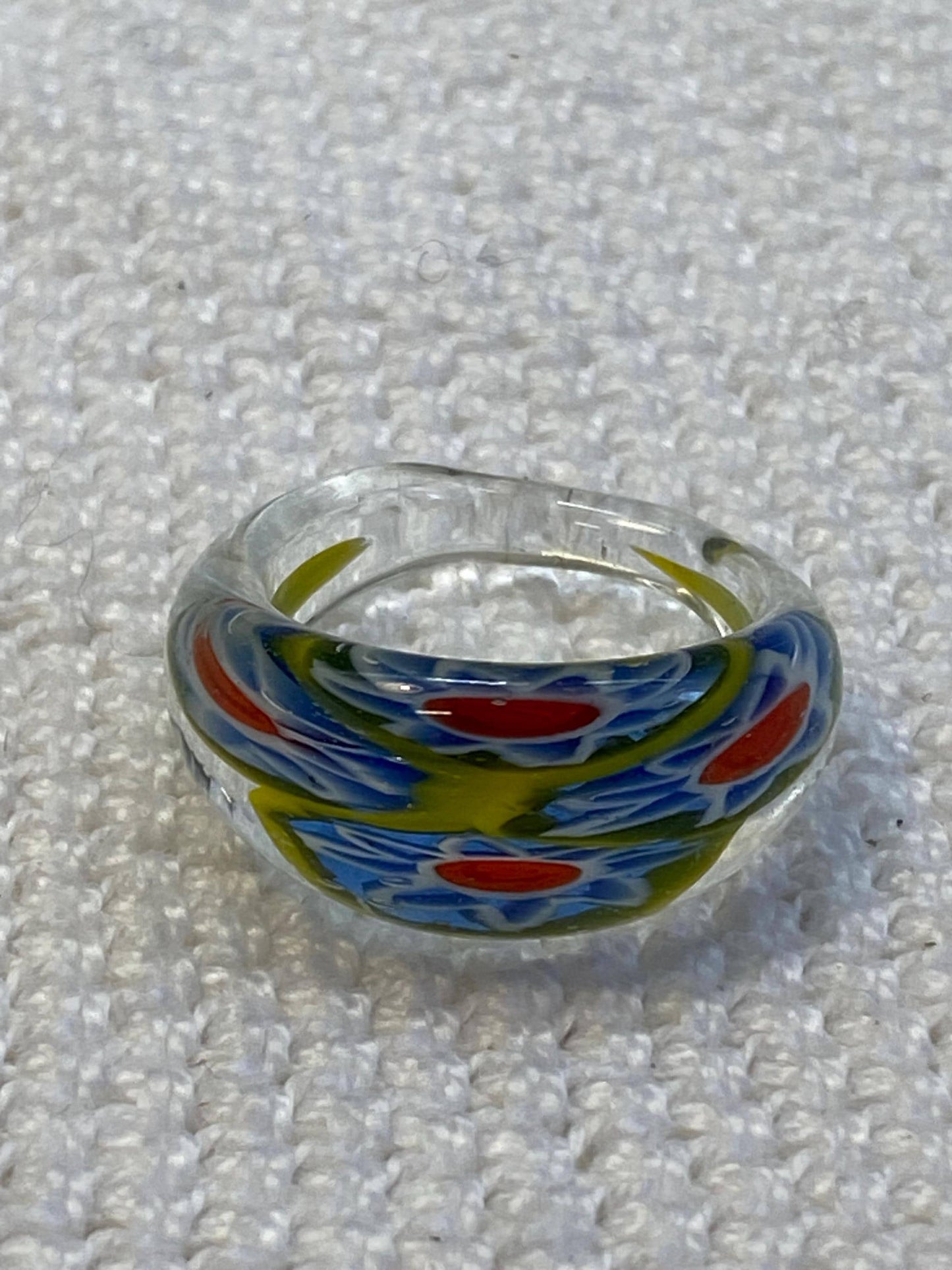 Anello cupola vetro Murano millefiori multicolorboho statement ring misura IT 15/US 7, gioiello artigianale unico,collezione Venetian vibes