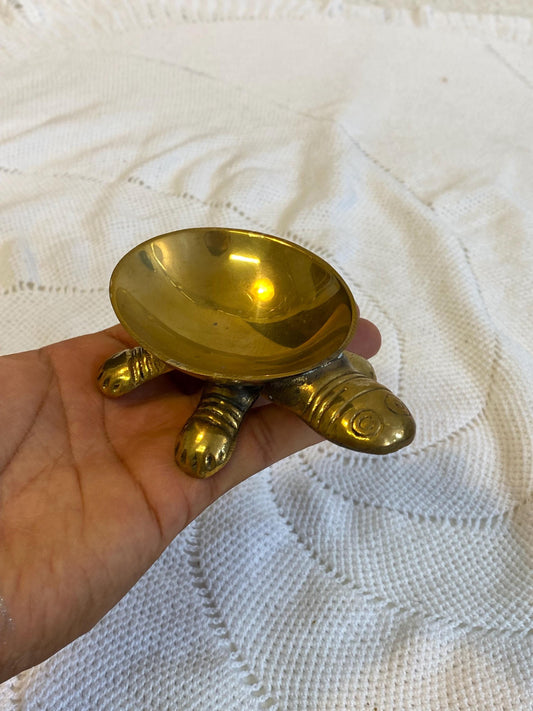 Posacenere tartaruga ottone vintage 3,5x11x7 cm  Ciotolina decorativa etnica, porta anelli, stile indiano, idea regalo originale