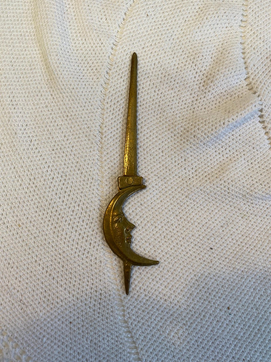 Aprilettere vintage in ottone 19 cm con mezzaluna volto  Decorazione scrivania rétro, oggetto magico, idea regalo misteriosa