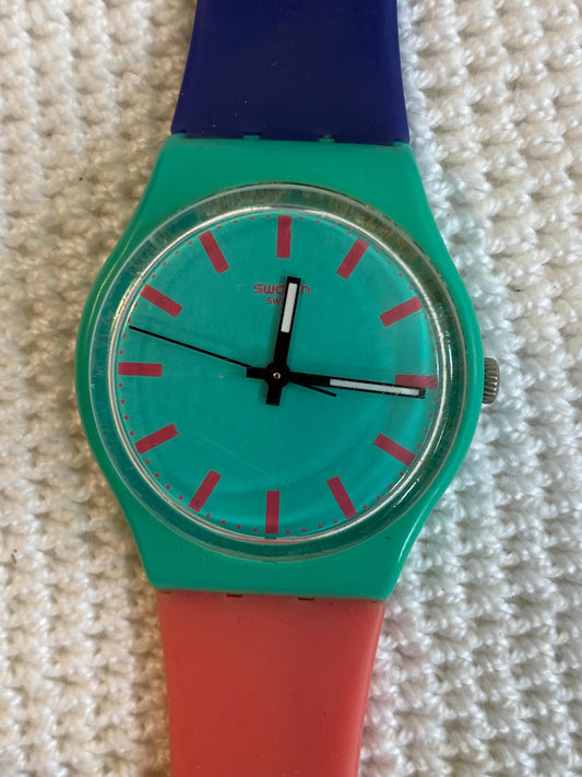 Swatch Shunbukin GG215 Multicolor | Orologio vintage anni '90 al quarzo con scatola originale | Unisex da collezione Swiss Made