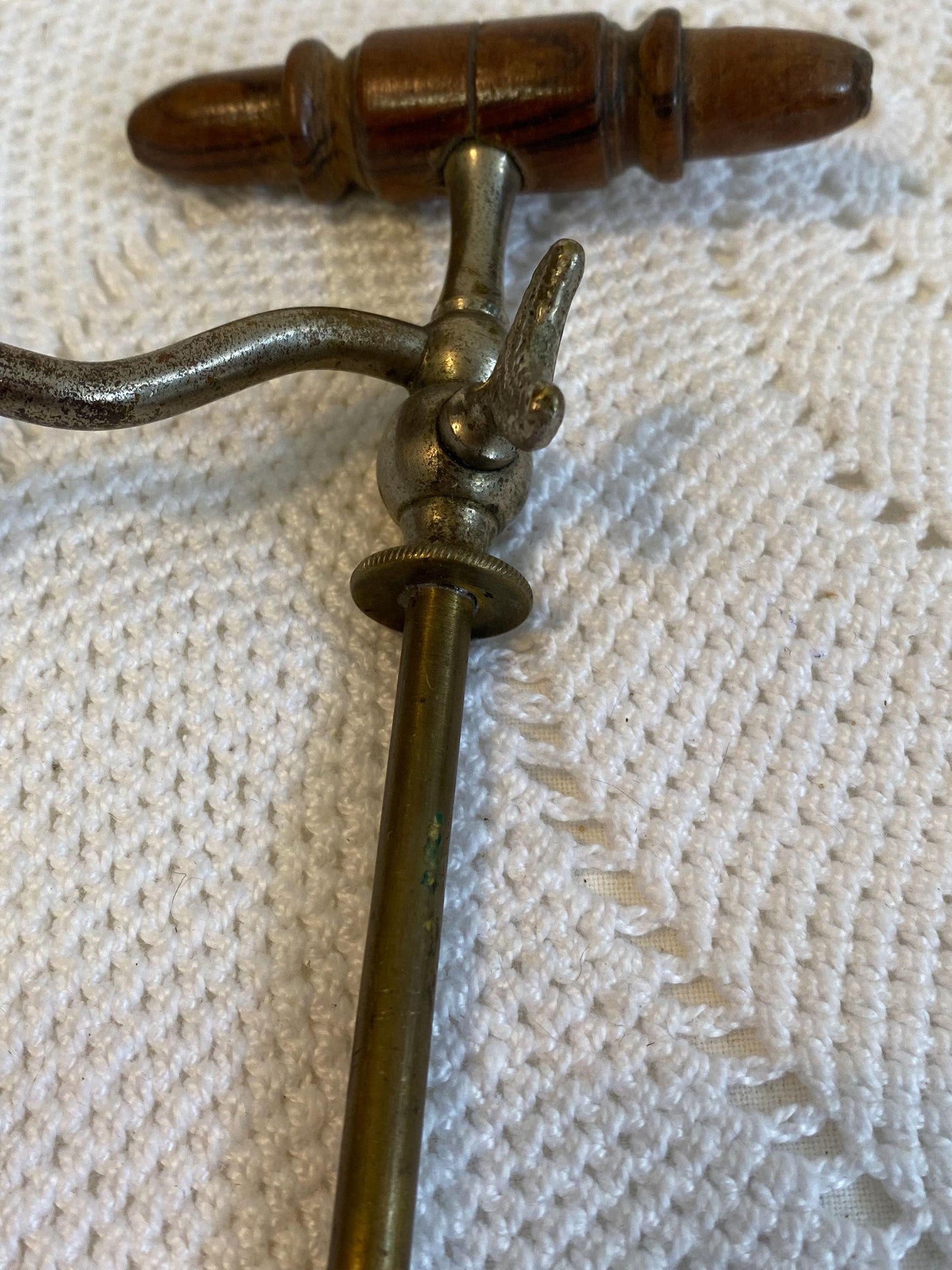 Rubinetto sifone per champagne vintage 1900 placcato argento testa di drago con manico in legno 35 cm