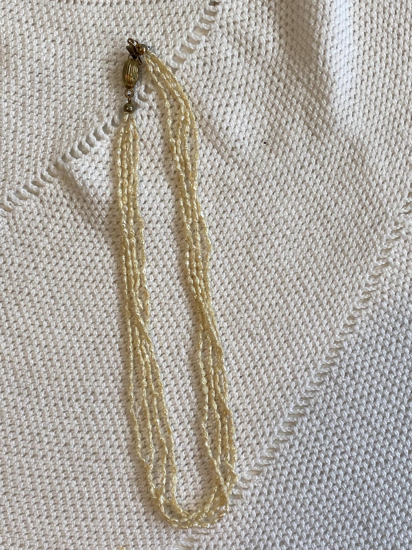 Collana 4 fili micro perle riso vere 42 cm | choker vintage anni 80 clasp dorato | layered freshwater rice pearl necklace bridal gift