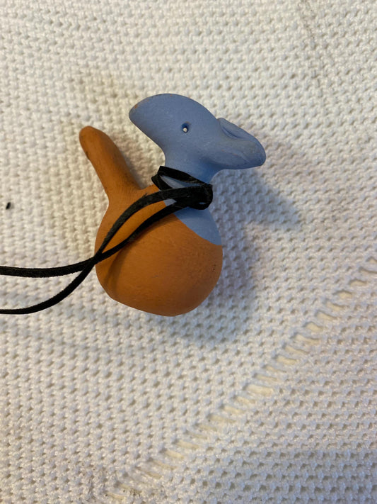 Fischietto-ocarina in terracotta a forma di uccellino - pendant vintage artigianale 5,5 cm