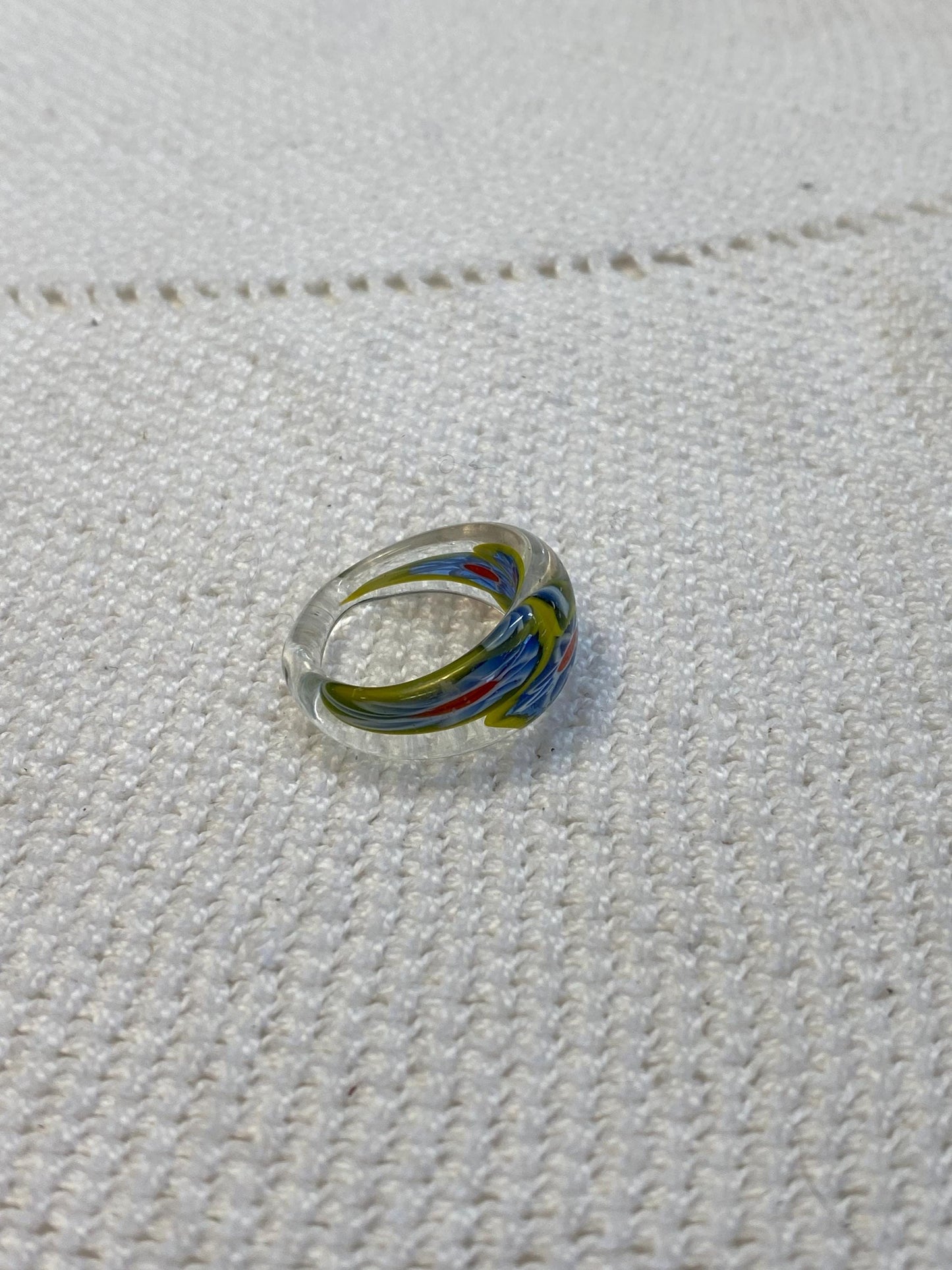 Anello cupola vetro Murano millefiori multicolorboho statement ring misura IT 15/US 7, gioiello artigianale unico,collezione Venetian vibes