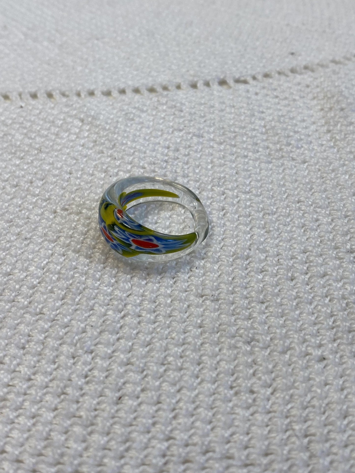 Anello cupola vetro Murano millefiori multicolorboho statement ring misura IT 15/US 7, gioiello artigianale unico,collezione Venetian vibes