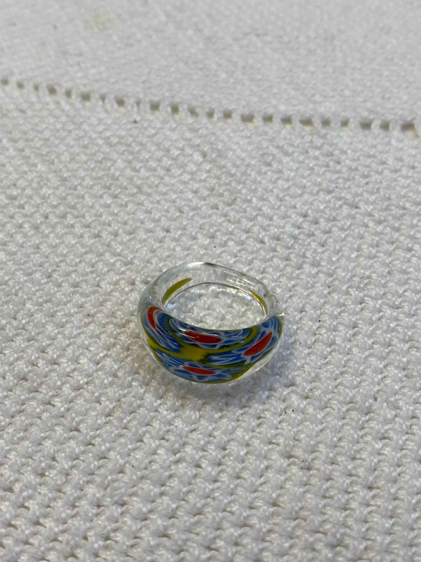 Anello cupola vetro Murano millefiori multicolorboho statement ring misura IT 15/US 7, gioiello artigianale unico,collezione Venetian vibes